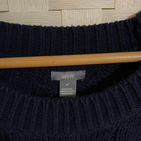 Aerie Cable Knit Sweater Navy size M - Picture 2 of 5